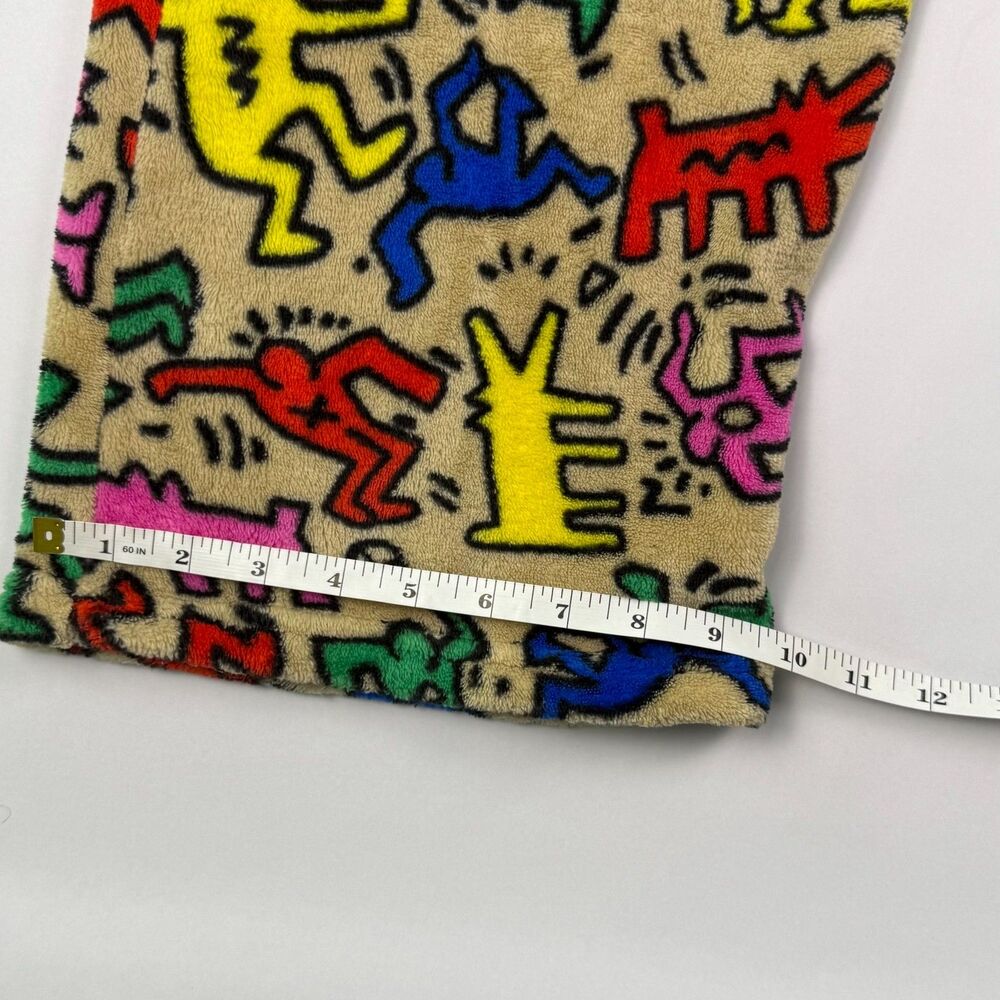 Keith Haring Ripple Junction Fleece Pants Medium Tan Lounge Pop Art - Picture 7 of 7